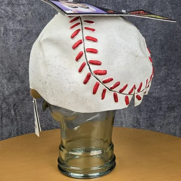 Vintage Halloween Baseball Head Guy Half Mask Vinyl Mustache Seasons for Kmart - Picture 9 of 14